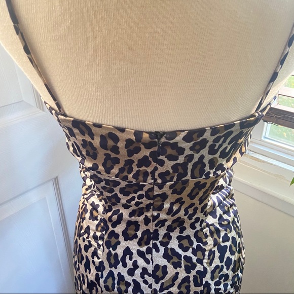 Cheetah Print Satin Dress Size 10 - Picture 6 of 7
